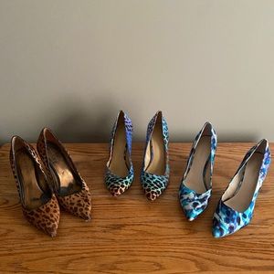 Nine West Canvas Leopard Heels 3 Pairs